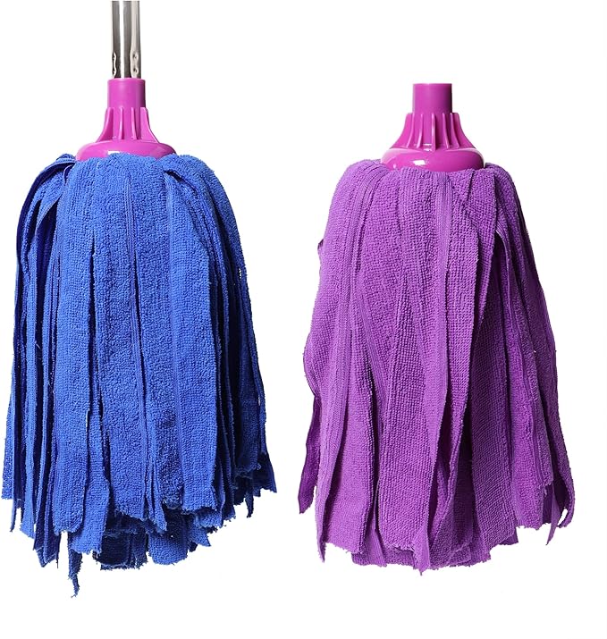 2 Mops, 59-Inch Traditional Mops for Floor Cleaning: Wet & Dry, with 2 Long Handles & 2 Mop Heads