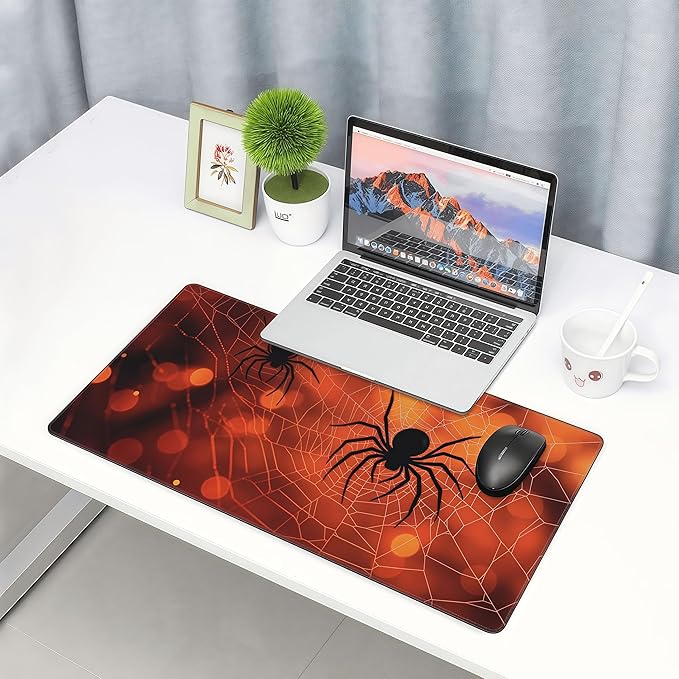 Large Fantasy Forest Jellyfish Gaming Mouse Pad - Blacklight Fairytale Waterproof Desk Mat, 35.4 X 15.8 Inch Extended Non-Slip Rubber Base for Office & Home