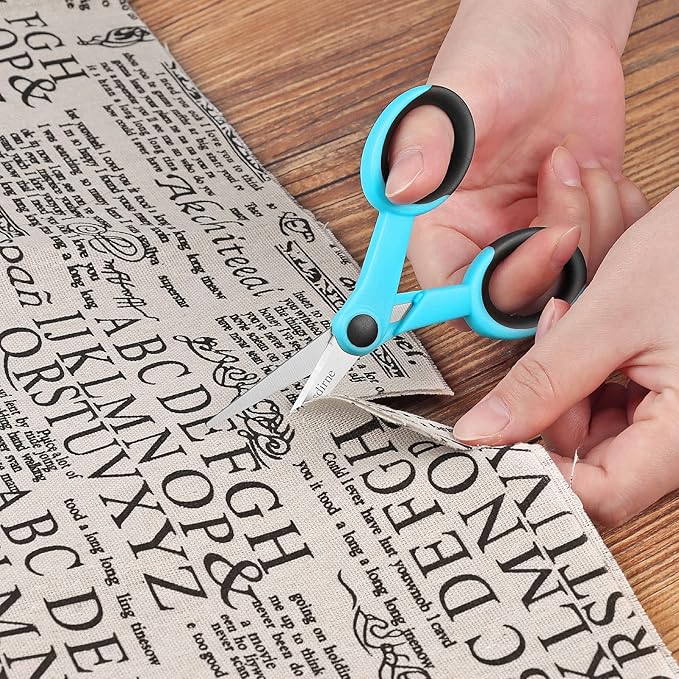 5” Detail Scissors, Embroidery Scissors with Sharp Stainless Steel Blade and Soft Handles, Great for Sewing, Craft, Office and School, 3 Pcs, Blue/Black