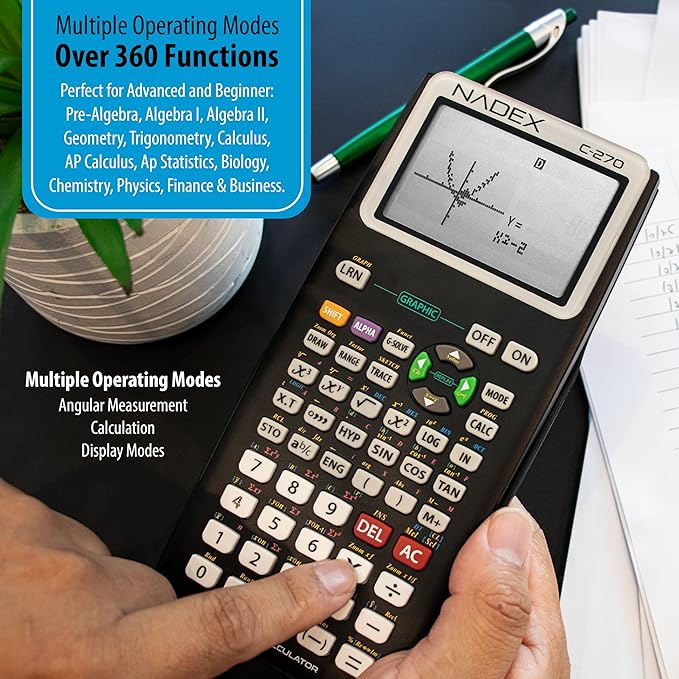 Scientific Calculator with Graph Functions for College and High School Students, Engineering, Advanced Mathematics, Calculus, Algebra, Geometery, Trigonometry, Statistics, Physics, Chemistry - Black