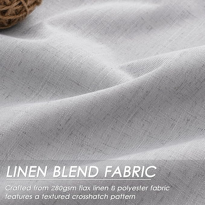 100% Blackout Linen Curtains 102 Inches Long 2 Panels Set for Bedroom Grey Back Tab Black Out Curtains Modern Urban Noise Cancelling Total Light Blocking Window Curtains 102 Length 52X102