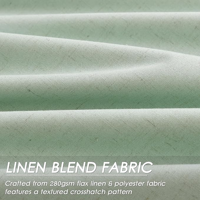 Aqua Green Linen Blackout Curtains 120 Inches Long Back Tab Rod Pocket Thermal Insulated Noise Reducing High Ceiling to Floor 10FT 2 Panels Set for Living Room Elegant Modern Curtains Drapes 52x120