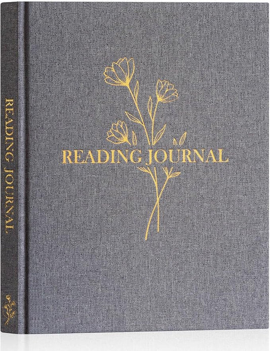 Lanpn Reading Journal Book Journal for Book Lovers Readers - Linen Hardcover Reading Log Book with 52 Book Reviews - Book Tracker Journal Reading Notebook Bookish Gifts, 9.3"x7.7", 158 Pages (Grey)