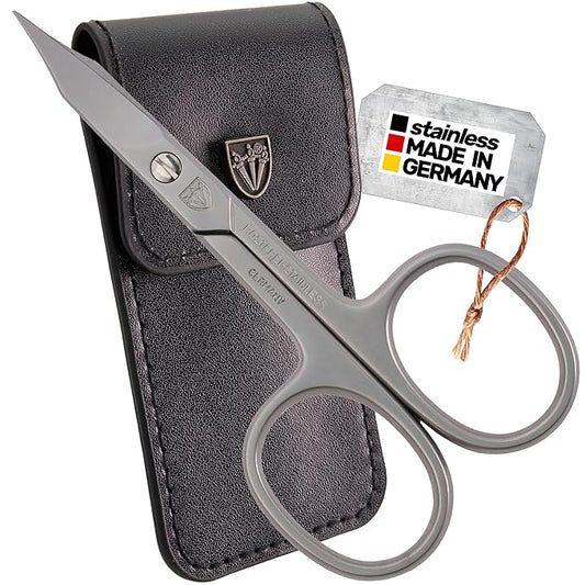 3 Swords Germany - brand quality STAINLESS STEEL INOX CURVED COMBINED CUTICLE & NAIL SCISSORS (1 PIECE) with case for manicure pedicure - nail care by 3 Swords - Made in Germany