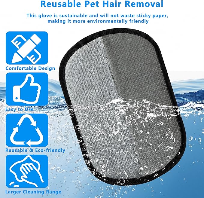 Maiiu Electrostatic Pet Hair Removal Gloves, Reusable Pet Hair Remover Gloves for Cats & Dogs, Washable Cat Hair Removal Gloves, Upgraded Dog Hair Removal Tool, Cat & Dog Grooming Glove. (Black)