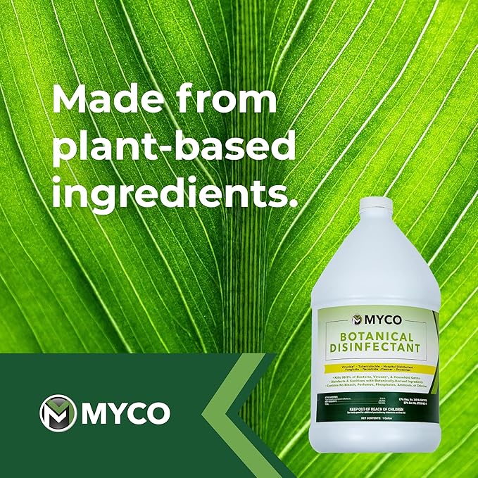 Myco Botanical Disinfectant Cleaner – Natural Plant-Based Ready-to-Use EPA-Registered Disinfectant Spray for Mold, Mildew, Germs, Bacteria & Viruses – Safe for Home & Commercial Use, 4 Gallon