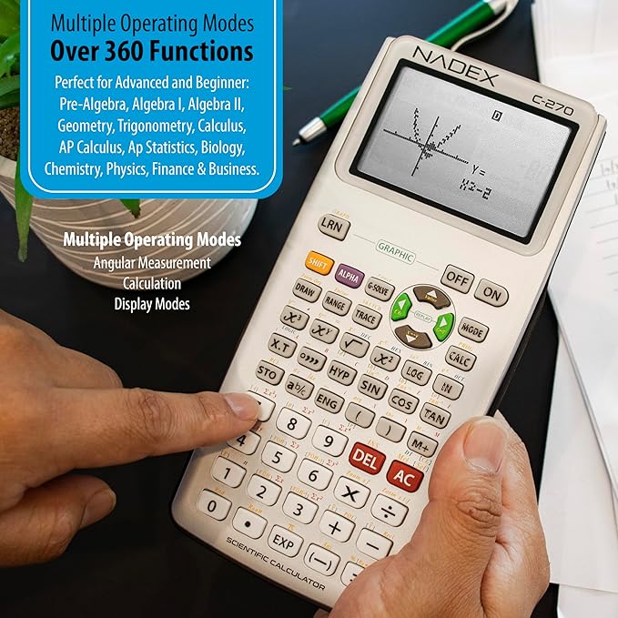 Scientific Calculator with Graph Functions for College and High School Students, Engineering, Advanced Mathematics, Calculus, Algebra, Geometery, Trigonometry, Statistics, Physics, Chemistry - Silver