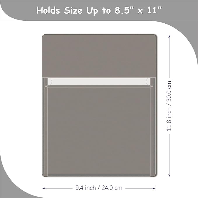 Magnetic Pocket 4 Pack – Self-Adhesive Magnetic Storage Pouch for Documents, Notes & Tools, Strong Magnet Backing for Fridge, Whiteboards, and Metal Surfaces (Gray 4Pcs)