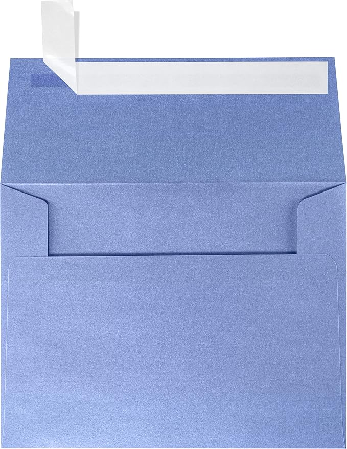 LUXPaper A2 Invitation Envelopes | Peel & Press | 4 3/8" x 5 3/4" | Vista Blue Metallic | 80lb. Text | 50 Qty
