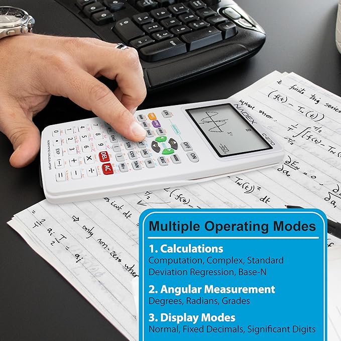 Scientific Calculator with Graph Functions for College and High School Students, Engineering, Advanced Mathematics, Calculus, Algebra, Geometery, Trigonometry, Statistics, Physics, Chemistry, White