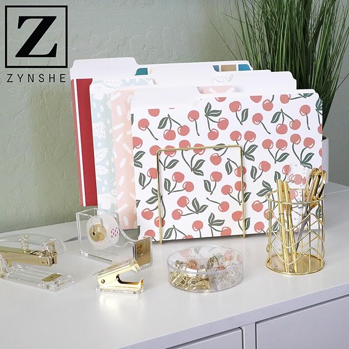 Cute File Folders, Set of 12 3-Tab Letter Size Decorative File Folders Boho Manilla 8.5 x 11 – Pretty Designer Home Office School Supplies (Enchantment)