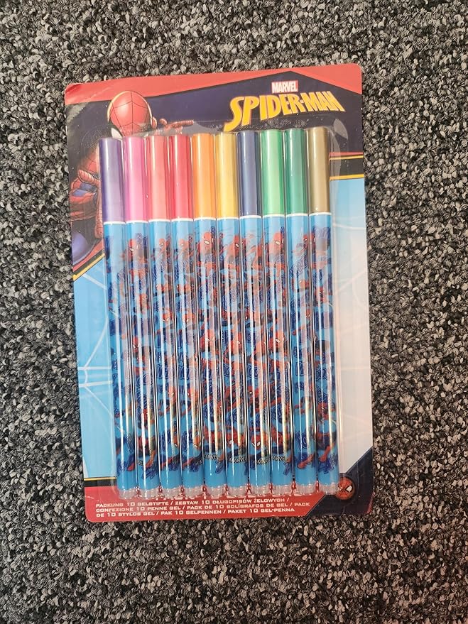 Disney Metallic Gel Pens for Kids, Colored Pens Pack of 10 School Supplies - Kids Gifts (Multi Spiderman)
