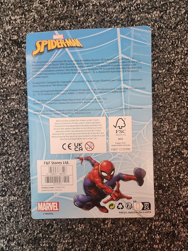 Disney Metallic Gel Pens for Kids, Colored Pens Pack of 10 School Supplies - Kids Gifts (Multi Spiderman)