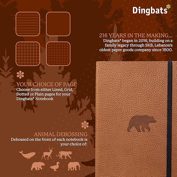 Dingbats A5 Wildlife Ruled Notebook Journal - Premium Vegan Leather Softcover Executive Journal for Women & Men - Work, Note Taking, Writing & Travel