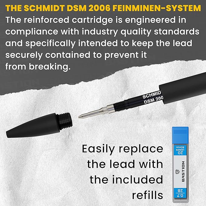 BASTION® Luxury Mechanical Pencil, Professional Lightweight Medium Point Aluminum Pencil for Birthday Gift includes 20 x 0.77mm Lead Refills - Black