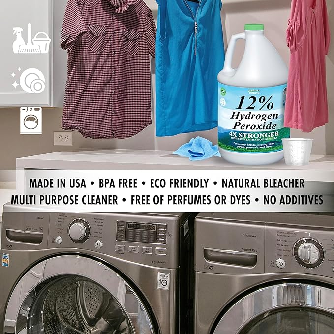 Nature's Freedom 12% Hydrogen Peroxide, Food Grade H2O2 and Purified Water Only, 4 Gallons Solution