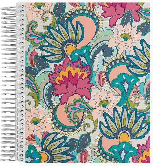 Erin Condren 8.5" X 11" Spiral Bound Dot Grid Journal Notebook - Playful Paisley, 5Mm Dot Grid, 160 Page Writing, Drawing & Art Notebook, 80Lb Thick Paper, Stickers Included