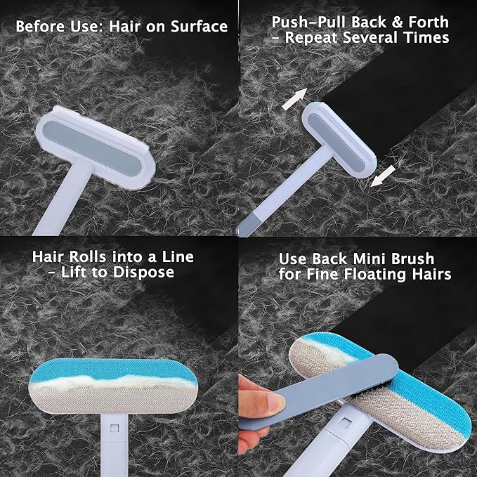 HappyLong Pet Hair Remover for Furniture, 17.3Inch, Reusable Lint Brush for Dog and Cat Hair - Multifunctional Fur Removal Tool, Gentle on Couches, Carpets, Car Seat, Clothes, Bedding