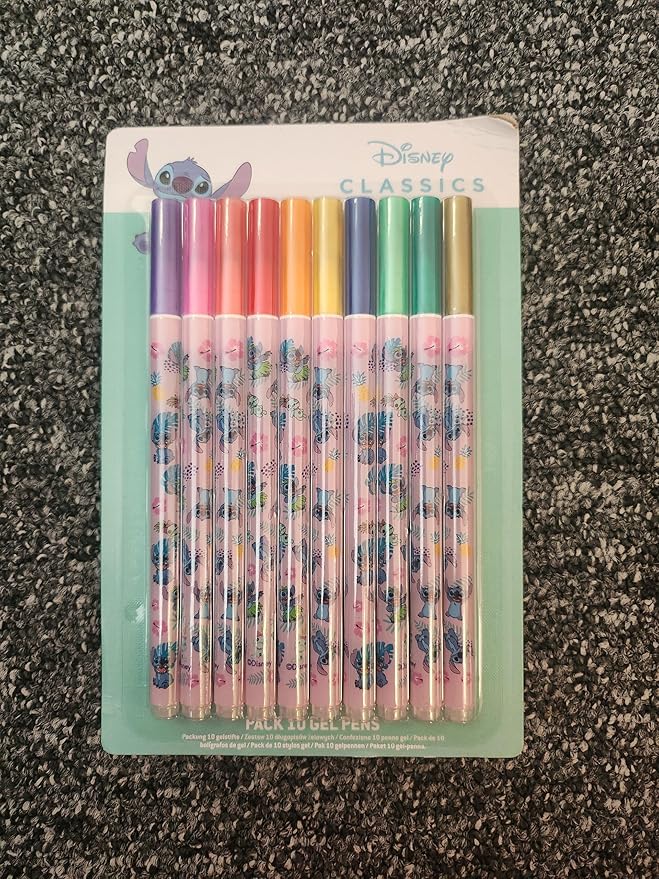Disney Metallic Gel Pens for Kids, Colored Pens Pack of 10 School Supplies - Kids Gifts (Multi Stitch)