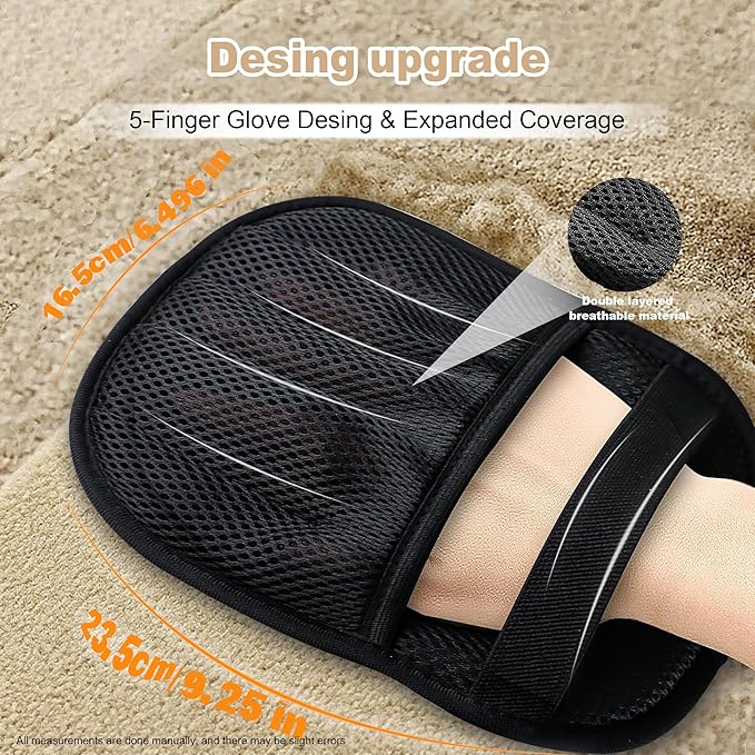 3PCS Pet Hair Removal Glove for Cats & Dogs, Upgraded Five-Finger Electrostatic Pet Hair Remover Glove, Reusable Magic Brush Pet Hair Removal Tool for Laundry, Couch, Carpet & Car Seat (black 3pcs)