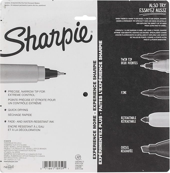 SHARPIE Permanent Markers Ultra-Fine Point Featuring Mystic Gem Color Markers Assorted 24 Count (Pack of 6)