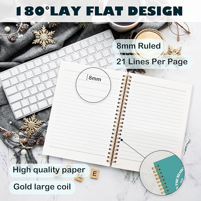 BearCake Boho Floral Christian Notebook Journal, Christian Gifts for Women, Bible Notebooks for Note Taking, Bible Journaling Notebook, There Was Jesus Hardcover Spiral Notebook 5.5x8.3 Green 1