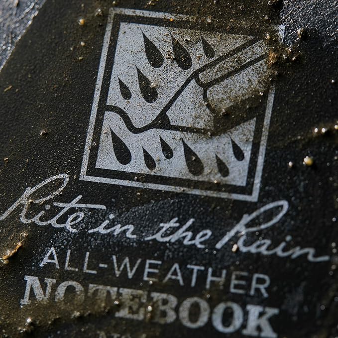 Rite in the Rain Weatherproof Top Spiral Notebook, 4" x 6", Black Cover, Universal Pattern, 6 Pack (No. 746L6)