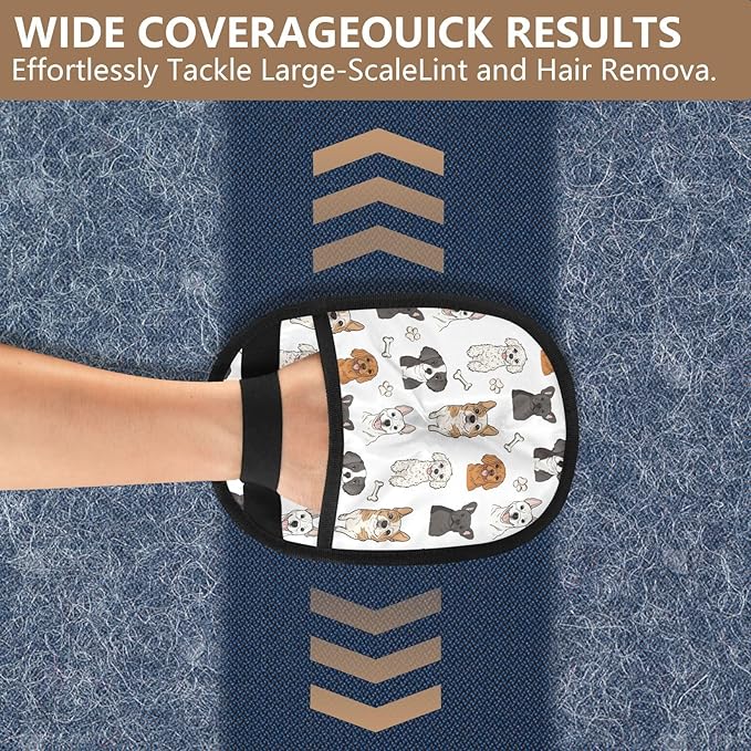 I·D Good Figure Pet Grooming Gloves Reusable Dog & Cat Hair Remover for Furniture, Car Interiors Multi-Surface Deshedding Tool for Carpets, Bedding & Home Cleaning
