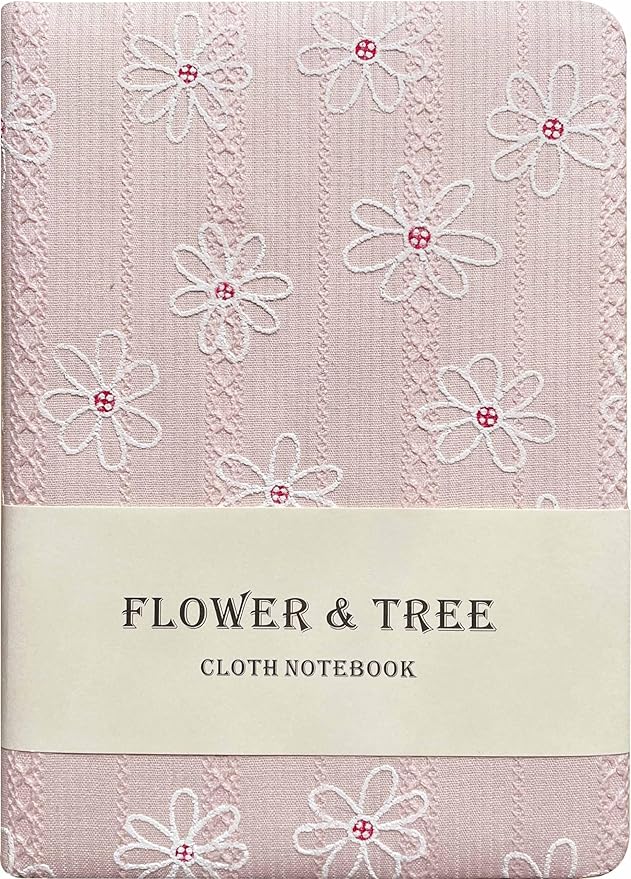 Small Fabric Journal for Women, Floret Printed Cloth Hardcover Notebook, B6, 264 Pages, 5x7 Ruled Notebook & Blank Sketchbook, Similar Embroidered Journal, Lay Flat Thick Notebook, Pink