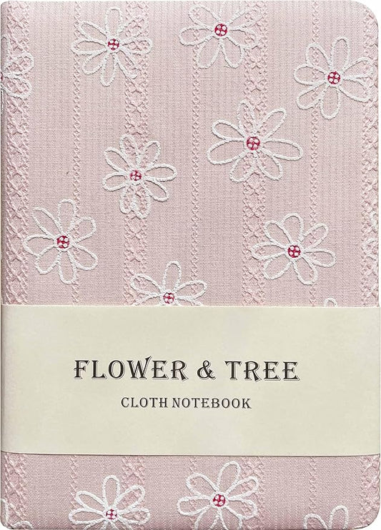 Small Fabric Journal for Women, Floret Printed Cloth Hardcover Notebook, B6, 264 Pages, 5x7 Ruled Notebook & Blank Sketchbook, Similar Embroidered Journal, Lay Flat Thick Notebook, Pink