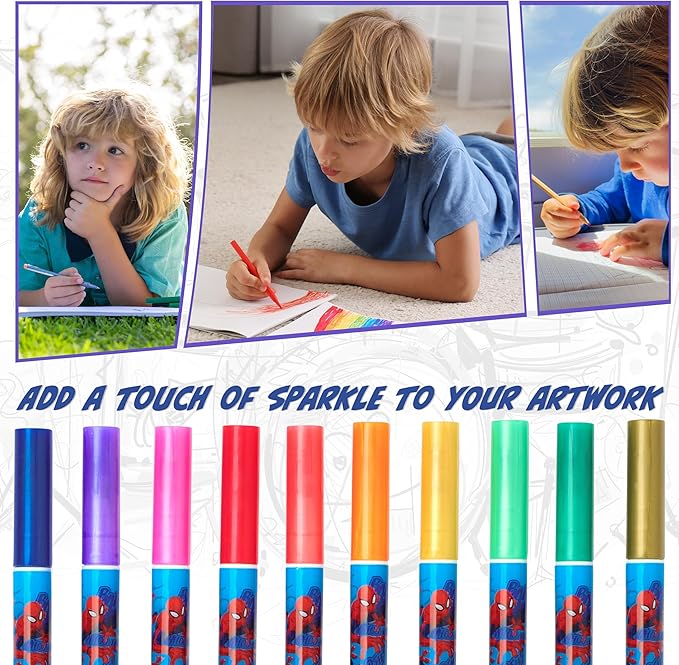 Disney Metallic Gel Pens for Kids, Colored Pens Pack of 10 School Supplies - Kids Gifts (Multi Spiderman)