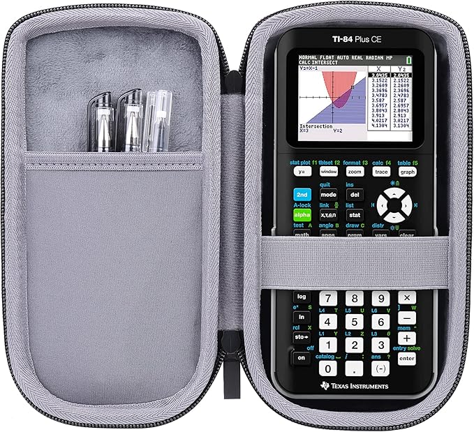 co2CREA Carrying Case for Texas Instruments TI-84 Plus CE Python Enhanced/TI-84/TI-Nspire CX II CAS/TI-Nspire CX II/TI-83 Plus/TI-89 Titanium/TI-85/TI-86 Color Graphing Calculator, Black Case + Logo