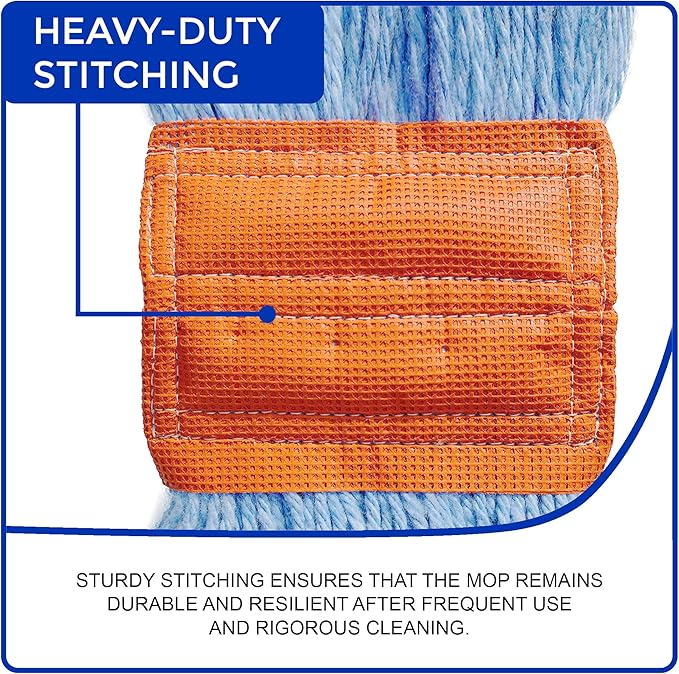 Nine Forty 12-Pack Industrial and Commercial-Grade Looped End Wet Mop Head Refill - Heavy Duty 20 Inch 4-Ply Premium Synthetic Yarn - for Optimal Absorption and Durability - Blue (12 Pack, Large)
