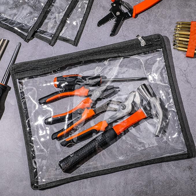 Outus 8 Pcs Clear Zipper Pouches Pencil Pouches PVC Makeup Pouch Envelopes Folder Storage Multi Purpose Pouch Document File Organization Bags, Office Supplies (Black Edgin,13 x 10.5 Inches)