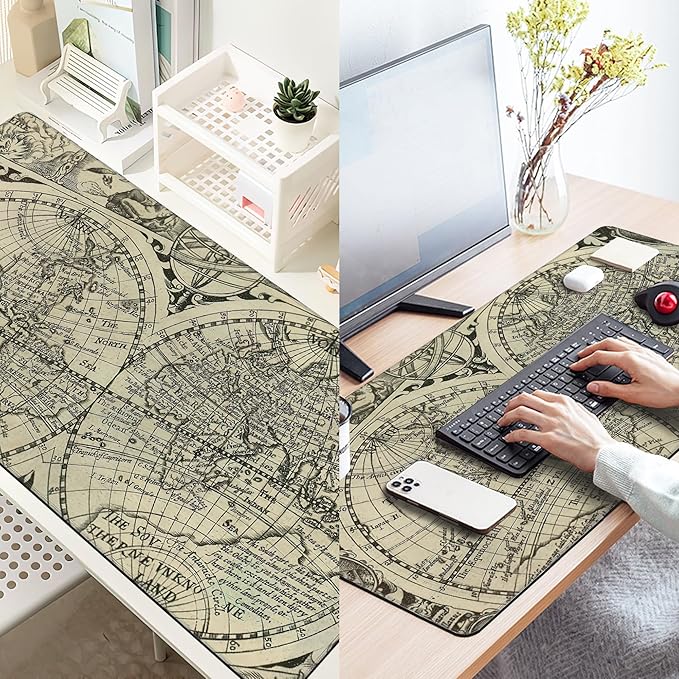 Ancient World Map Extended Large Mouse Pad,Large Gaming Mouse Pad,Extended Big Desk Mat Keyboard Pad,Waterproof Non-Slip Desk Mat for Home Office and Gaming 35.4x15.7 Inch