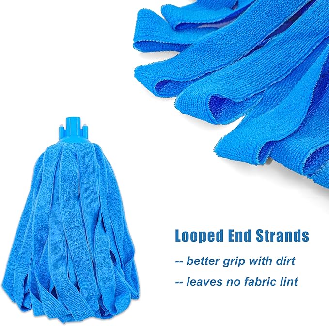 Microfiber Cloth String Mop Head Refill, Loop End Screw On Mop Head Compatible with All Standard US Threading Pole (Acme 3/4 inch Thread) (1)
