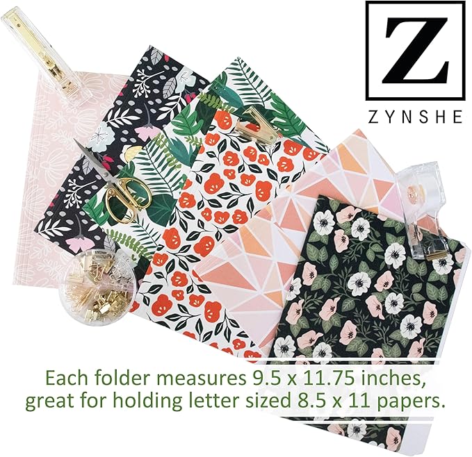 Cute File Folders, Set of 12 3-Tab Letter Size Decorative File Folders Boho Manilla 8.5 x 11 – Pretty Designer Home Office School Supplies (Enchantment)