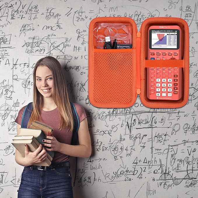 co2CREA Carrying Case for Texas Instruments TI-84 Plus CE Python Enhanced/TI-84/TI-Nspire CX II CAS/TI-Nspire CX II/TI-83 Plus/TI-89 Titanium/TI-85/TI-86 Color Graphing Calculator, Metallic Coral Case