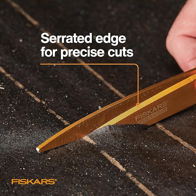 Fiskars Titanium Shop Shears, Stainless Steel Precision-ground Scissors for All Purposes, Yard and Garden Tool, 9 in, Orange