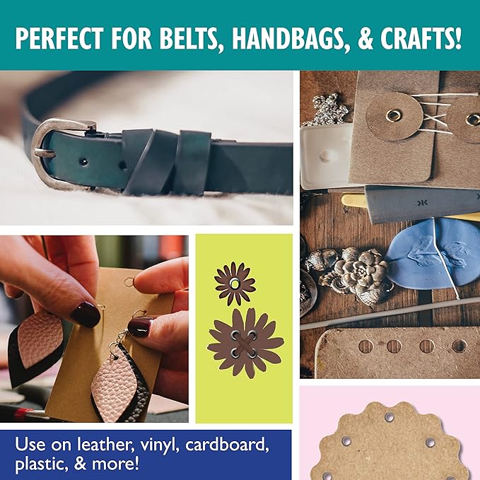 The Beadsmith Rotating Ergonomic Leather Hole Punch, Six Hole-Size Options, Leather Crafts and Jewelry-Making Supplies