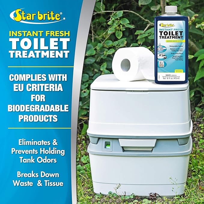 STAR BRITE Instant Fresh Toilet Treatment Concentrate - Eliminates & Prevents Holding Tank Odors - Biodegradable Lemon Scent - 16 OZ (071716)