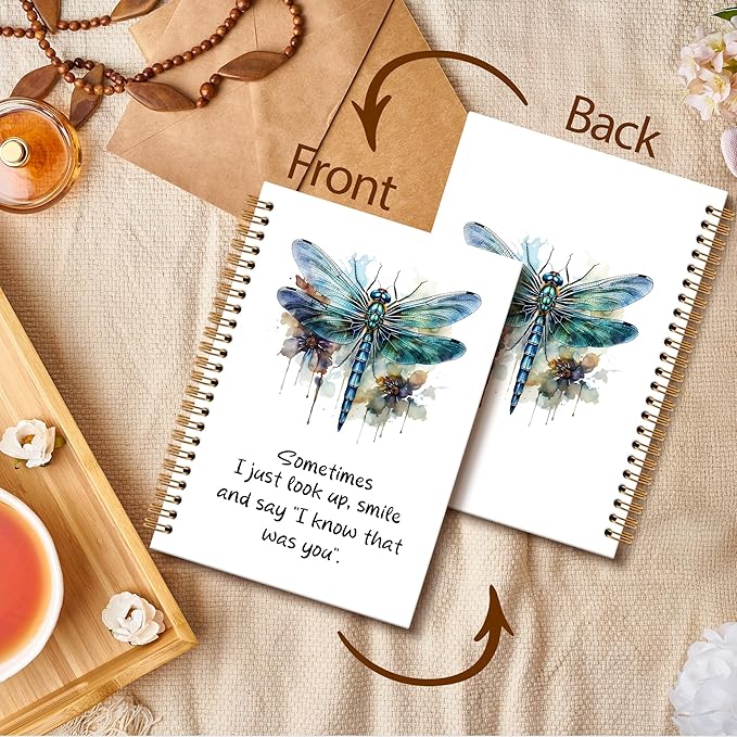Dragonfly Gifts Notebook Journal, Dragonfly Gifts for Women Spiral Notebook, Dragonflies Memorial Notebooks Gifts for Loss Loved Ones Women Men, Dragonflies School Office Supplies, 6x8.2In
