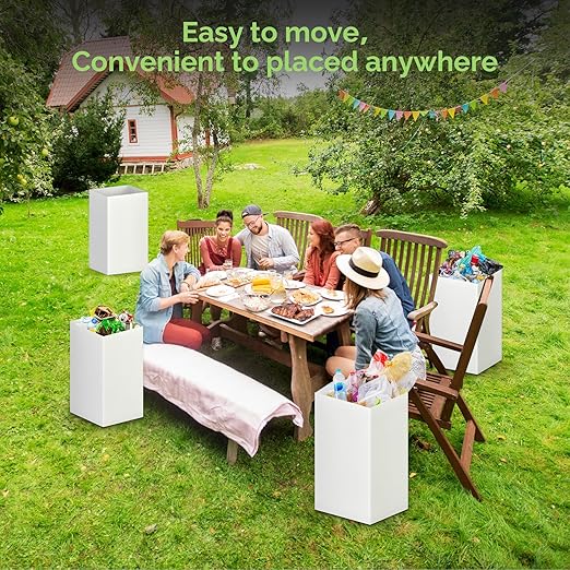 Disposable Trash Cans for Parties 16 Pack, 13 Gallon Cardboard Trash Can for Events, Thick Collapsible Garbage Can for Camping - 13.5" L x 10.0" W x 21.7" H, White