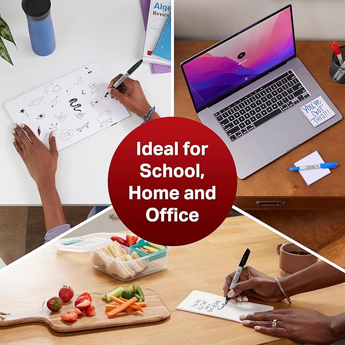 Sharpie Permanent Markers | Fine Point for Bold Details | Black, Blue, Red and Green Ink Colours | 4 Marker Pens