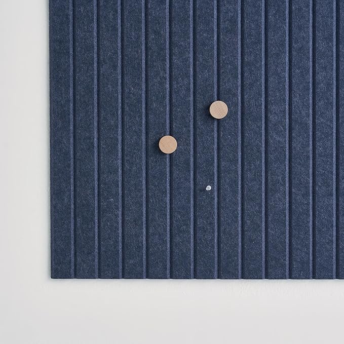 Large Cork Boards for Walls Black Felt Alternative - Slat Wall Paneling, Bulletin Board Tiles for Home Decor, Push Pin Corkboard Organizer for Office or Classroom-12-Pack Panel Kit (Indigo)