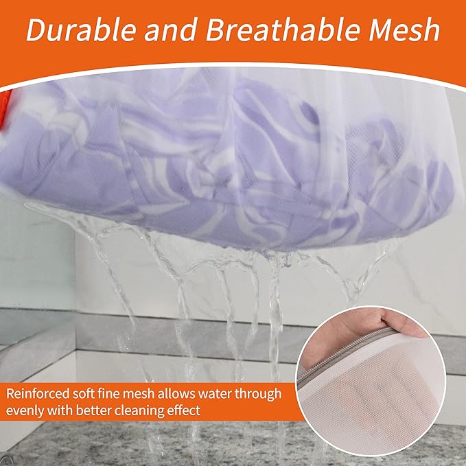 Polecasa 3Pcs Extra Durable Fine Mesh Laundry Bags with Sturdy Zipper for Delicates, Protect Clothes in Washing Machine, Laundry Room Essentials for College, Dorm (1 Large, 1 Medium, 1 Small)