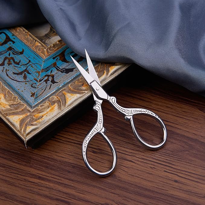 3.6 inch Small precision scissors sharp Stainless steel Tip classic scissors with sheath cover DIY tool for Needlework Beard Mustache Office Craft Household Everyday Use color silver