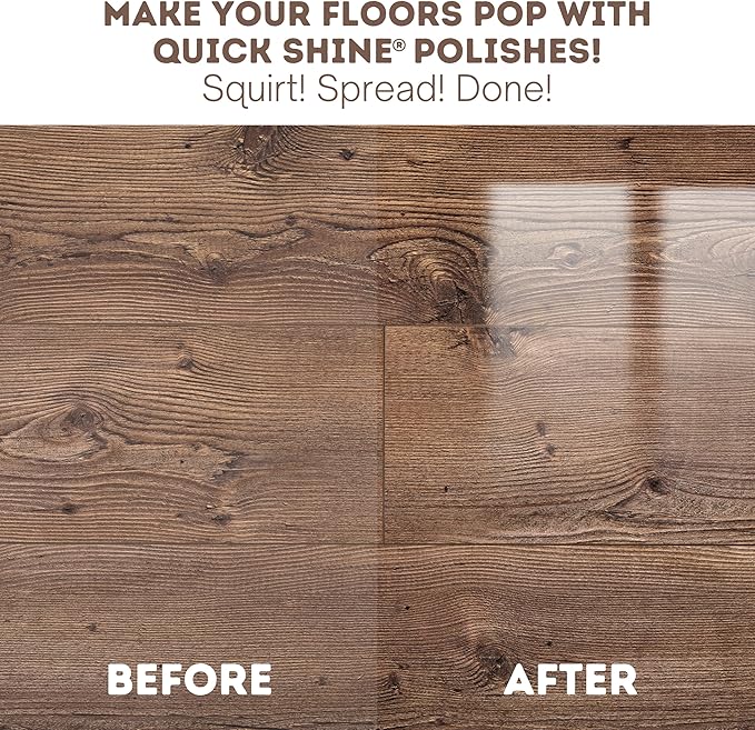 Quick Shine Hardwood Floor Luster-Polish 27oz-6pk | Plant-Derived w/Carnauba | Safer Choice, No PFAS, pH Neutral | Ready to Use Formula w/Anti-Slip Technology | Simply Squirt & Spread | Made in USA