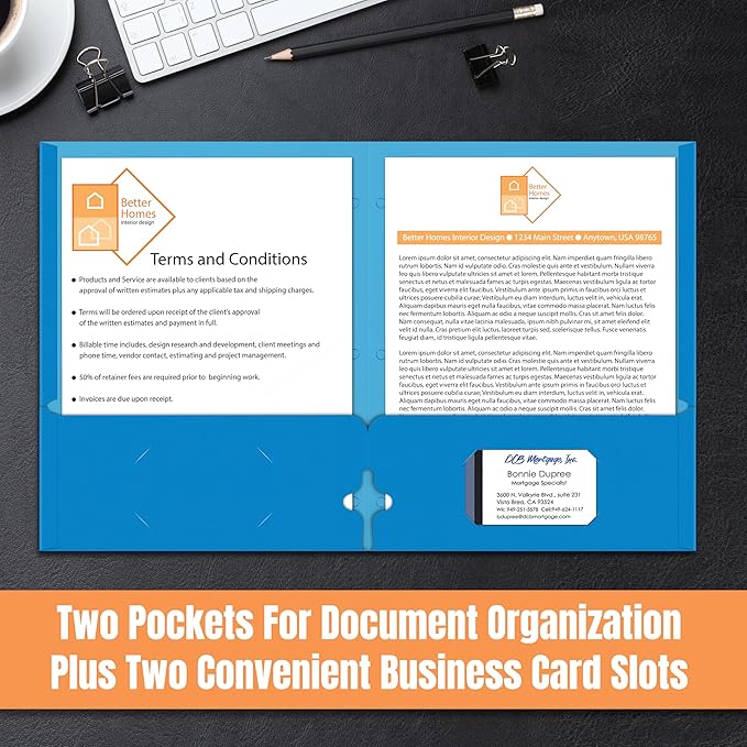 2 Pocket Folders, Assorted 7 Vibrant Colors with Complementing Interior Colors, Fits Letter Size Paper, for School, Office, Home (3 Hole Punched, 50)