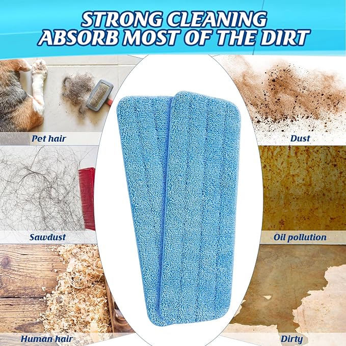 Gandeer 100 Pack Microfiber Mop Pads Machine Washable Cleaning Flat Mop Head Replacement Reusable Household Pads for Hardwood and Hard Surface Floor Cleaning and Scrubbing